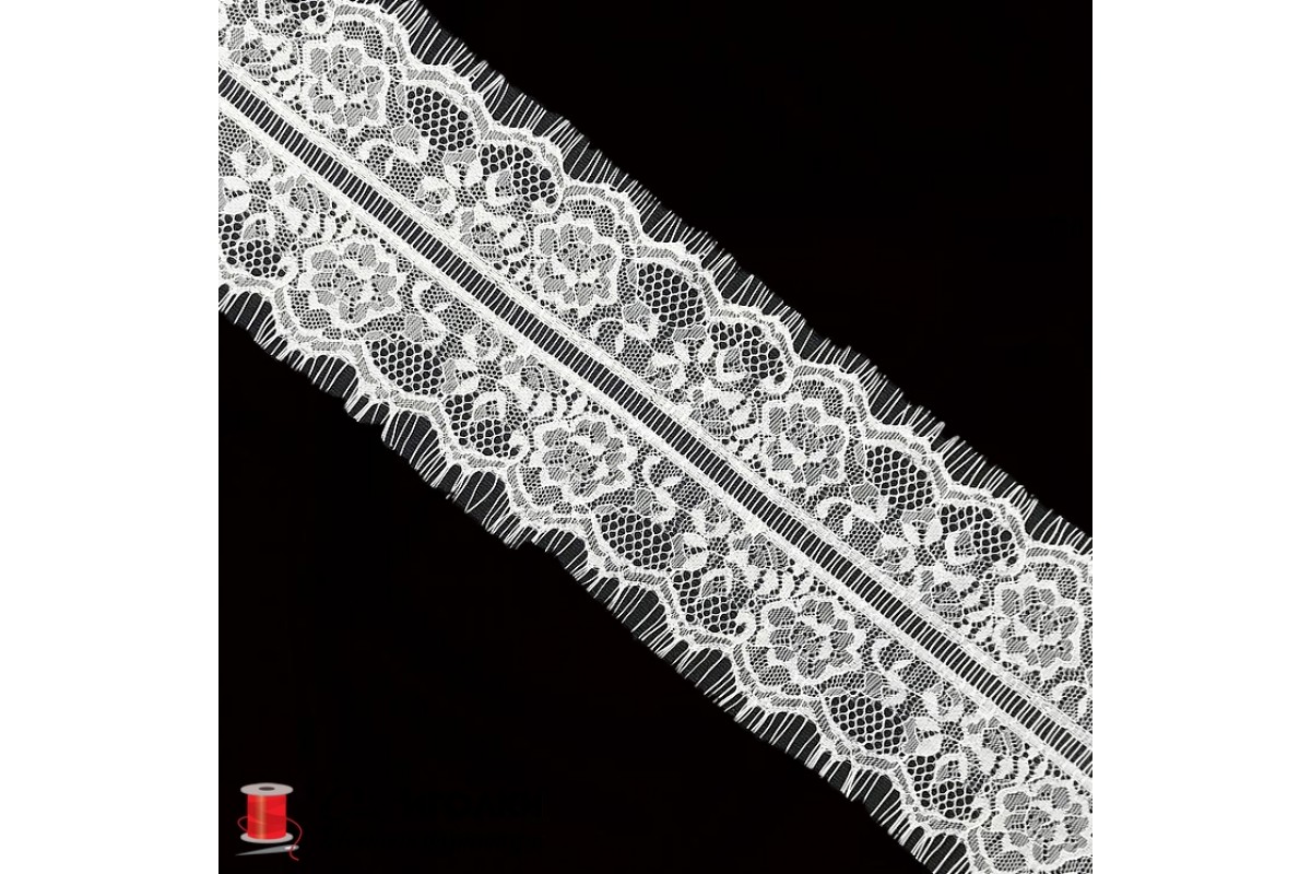 Кружево французское шантильи реснички шир.11 см арт.LT60011-1 цв.белый уп.30 м