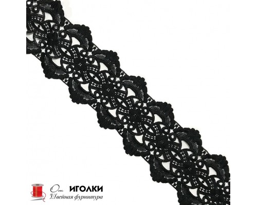 Кружево плетеное шир.9 см арт.S1080 цв.черный уп.13,5 м